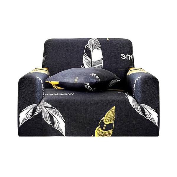 1-Seater Feather Print Sofa Cover Couch Protector High Stretch Lounge Slipcover Home Decor