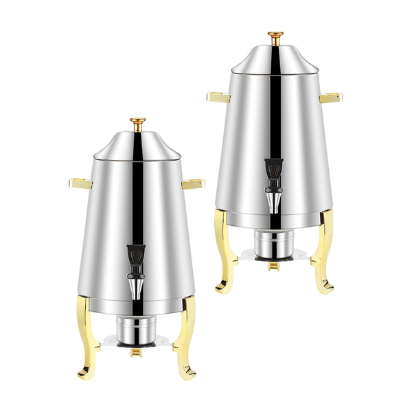 2X Stainless Steel Dispenser Beverage Juicer Commercial Buffet Drink Container Jug with Side Handles
