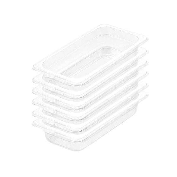 65mm Clear Gastronorm GN Pan 1/3 Food Tray Storage Bundle of 6