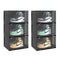 2X 3 Tier Black Portable Shoe Organiser Sneaker Footwear Folding Plastic Bin Stackable Storage Box with Magnetic Door