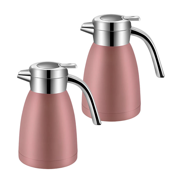 2X 2.2L Stainless Steel Kettle Insulated Vacuum Flask Water Coffee Jug Thermal Pink