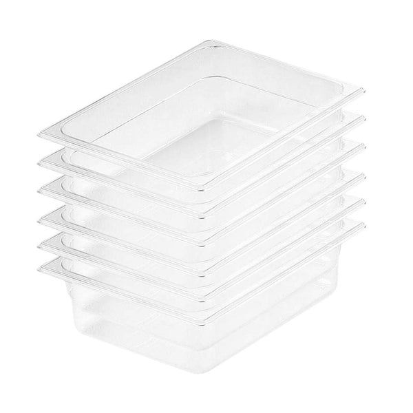 100mm Clear Gastronorm GN Pan 1/2 Food Tray Storage Bundle of 6