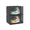 2 Tier Black Portable Shoe Organiser Sneaker Footwear Folding Plastic Bin Stackable Storage Box with Magnetic Door