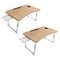 2X Oak Portable Bed Table Adjustable Folding Mini Desk Stand With Cup-Holder Home Decor