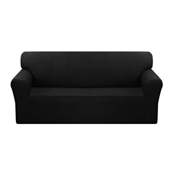 3-Seater Black Sofa Cover Couch Protector High Stretch Lounge Slipcover Home Decor