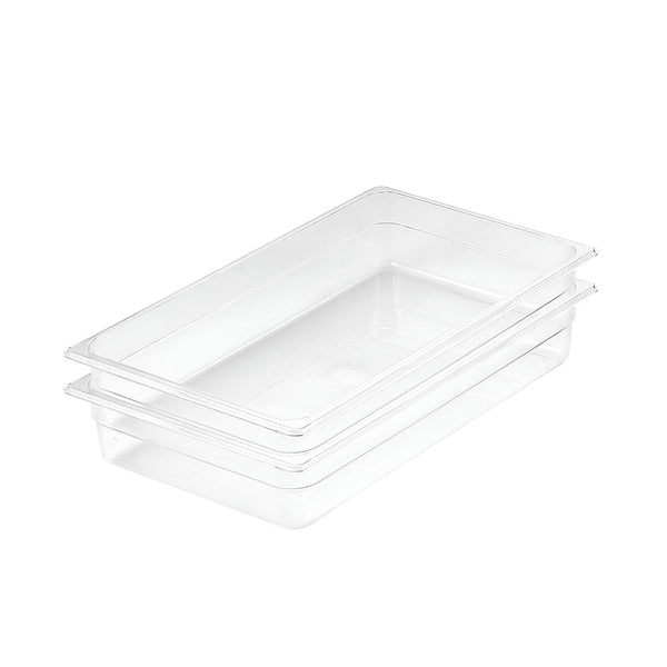 100mm Clear Gastronorm GN Pan 1/1 Food Tray Storage Bundle of 2