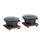 2X Small Cast Iron Round Stove Charcoal Table Net Grill Japanese Style BBQ Picnic Camping with Wooden Board