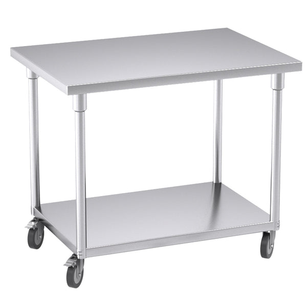 100cm Commercial Catering Kitchen Stainless Steel Prep Work Bench Table with Wheels