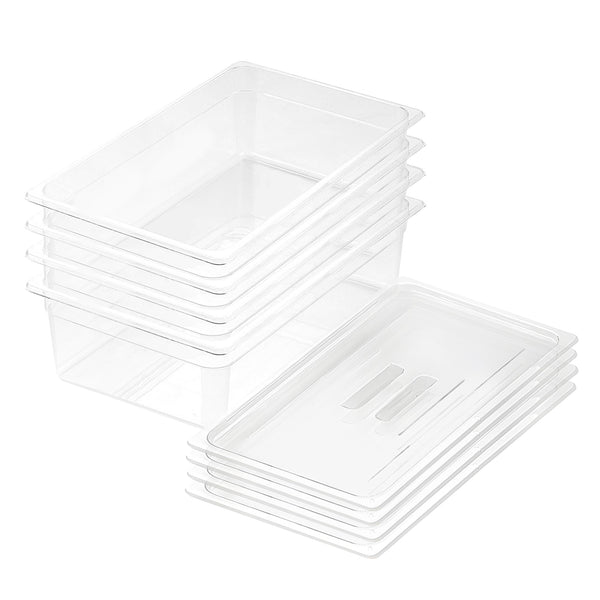 150mm Clear Gastronorm GN Pan 1/1 Food Tray Storage Bundle of 4 with Lid