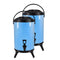 2X 8L Stainless Steel Insulated Milk Tea Barrel Hot and Cold Beverage Dispenser Container with Faucet Blue