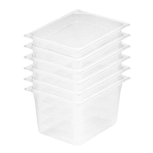 200mm Clear Gastronorm GN Pan 1/2 Food Tray Storage Bundle of 6