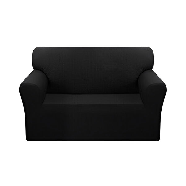 2-Seater Black Sofa Cover Couch Protector High Stretch Lounge Slipcover Home Decor