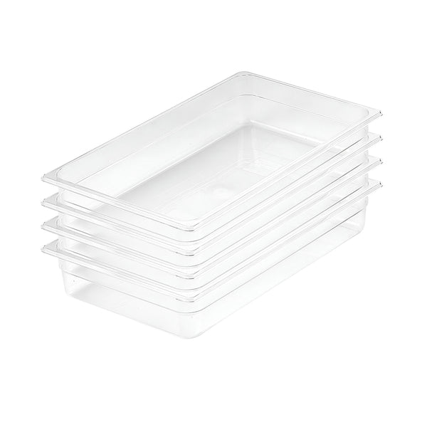 100mm Clear Gastronorm GN Pan 1/1 Food Tray Storage Bundle of 4