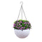 White Small Hanging Resin Flower Pot Self Watering Basket Planter Outdoor Garden Decor