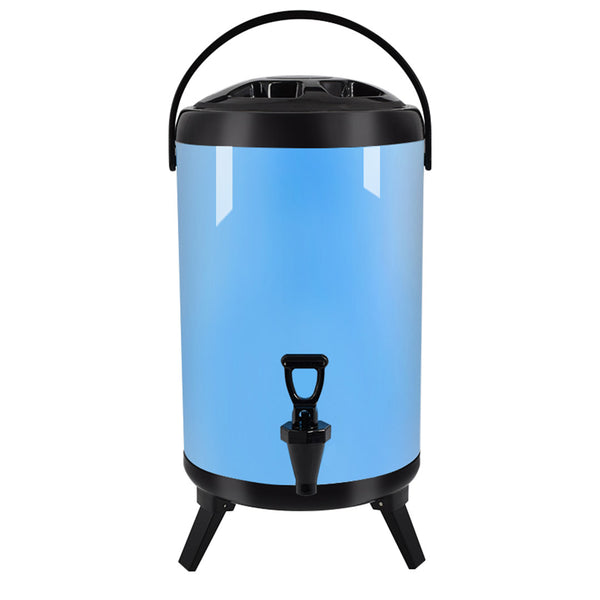18L Stainless Steel Insulated Milk Tea Barrel Hot and Cold Beverage Dispenser Container with Faucet Blue