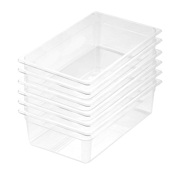 150mm Clear Gastronorm GN Pan 1/1 Food Tray Storage Bundle of 6