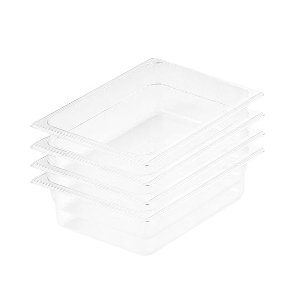 100mm Clear Gastronorm GN Pan 1/2 Food Tray Storage Bundle of 4