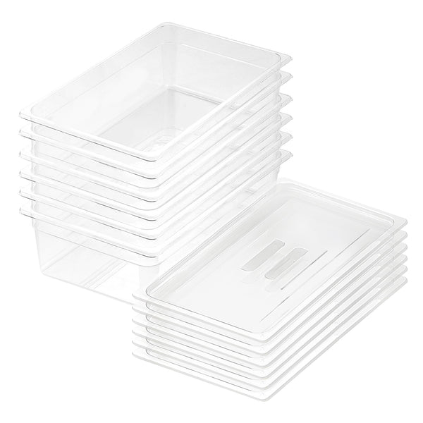 150mm Clear Gastronorm GN Pan 1/1 Food Tray Storage Bundle of 6 with Lid