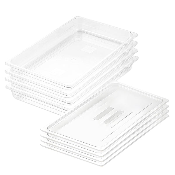 65mm Clear Gastronorm GN Pan 1/1 Food Tray Storage Bundle of 4 with Lid