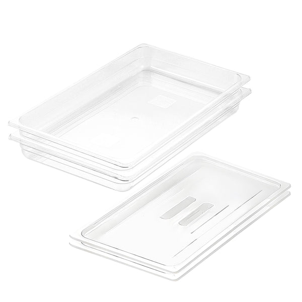 65mm Clear Gastronorm GN Pan 1/1 Food Tray Storage Bundle of 2 with Lid