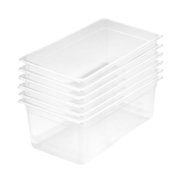 200mm Clear Gastronorm GN Pan 1/1 Food Tray Storage Bundle of 6