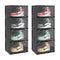 2X 4 Tier Black Portable Shoe Organiser Sneaker Footwear Folding Plastic Bin Stackable Storage Box with Magnetic Door