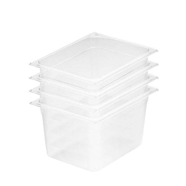 200mm Clear Gastronorm GN Pan 1/2 Food Tray Storage Bundle of 4