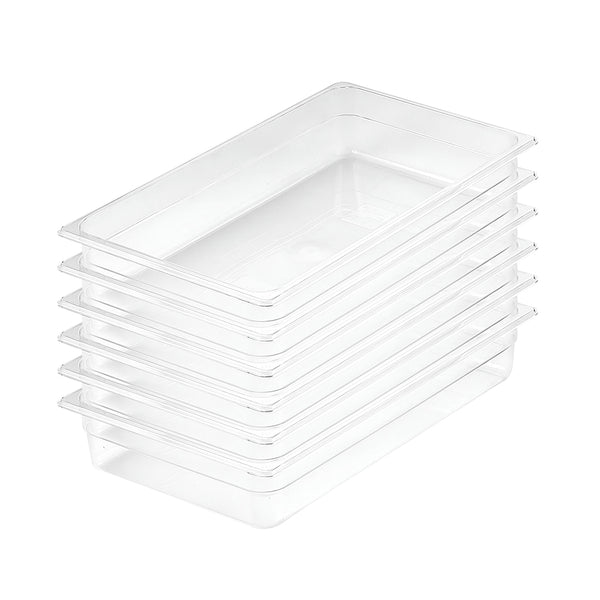 100mm Clear Gastronorm GN Pan 1/1 Food Tray Storage Bundle of 6