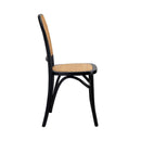 2Pcs Black Dining Chairs Wooden Chairs Rattan Accent Chair