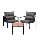 3PCS Outdoor Set Armchairs&Table with Cushions