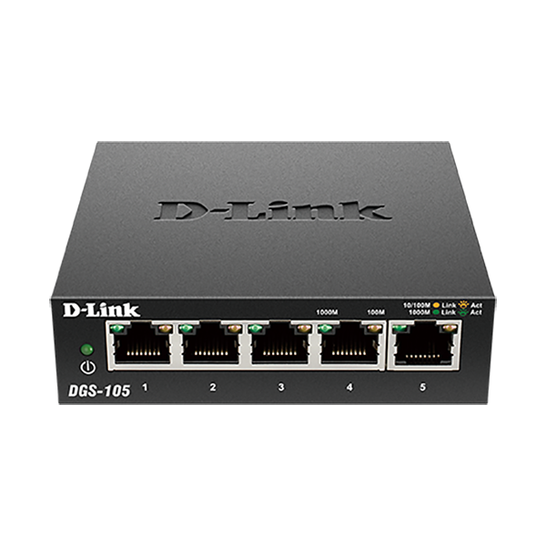 D-Link DGS-105 - 5-Port Gigabit Desktop Switch (Metal Housing)