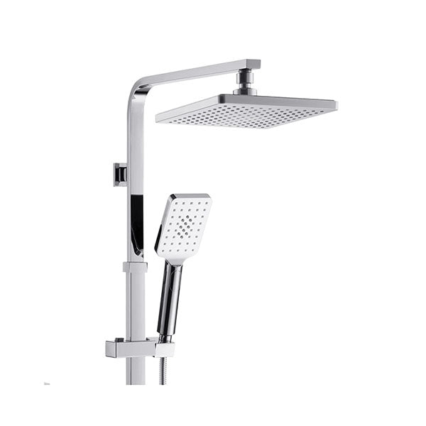 8 Inch Square Handheld Shower Head Adjustable Height Rail Taps Chrome