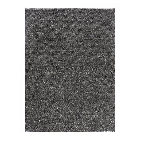 Braided Charcoal Patterned Black Rug 200Cmx290Cm
