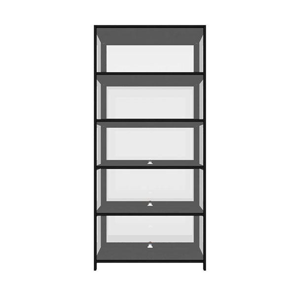 Display Cabinet With Tiers Shelves Clear Door Home Storage Black