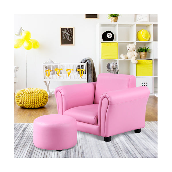 Ergonomic Sofa with Footstool for Baby or Children Pink