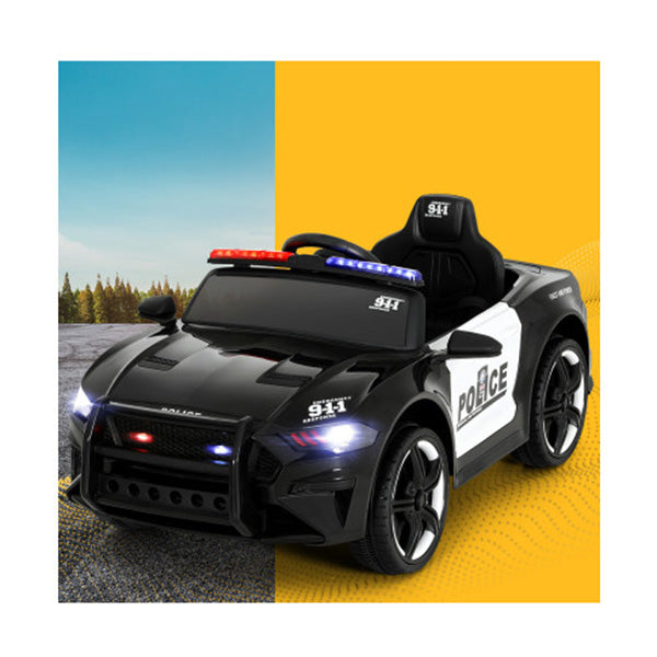 Kids Ride On Car Electric Patrol Police Cars Battery Powered Toys 12V Black