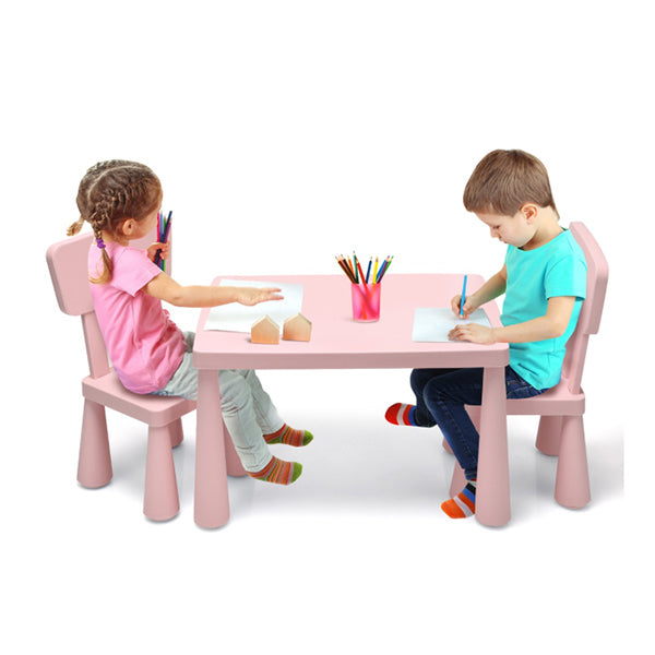 3 Pieces Kids Table Set with 2 Chairs for Reading Pink