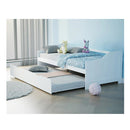 Kids Wooden Single Sofa Bed Frame With Trundle Underbed White