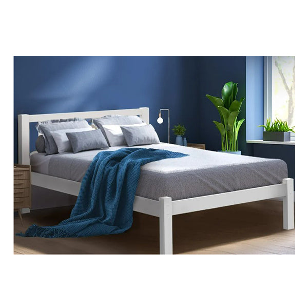 King Single Wooden Timber Bed Frame White