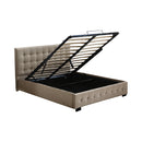 Fabric Gas Lift Storage Bed Frame Tufted Queen Size