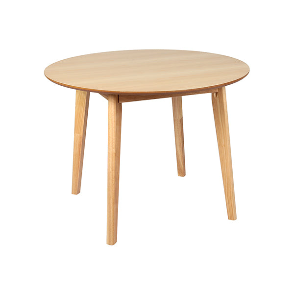Round Dining Table With Rubberwood Base In Natural Finish