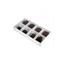 10 Pack Of White Card Chocolate Box 8 Bay 3Cm Compartment 16X8X3Cm