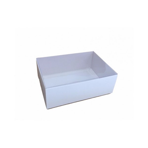 10 Pack Of White Card Box Clear Slide On Lid 25 X 25 X 6Cm