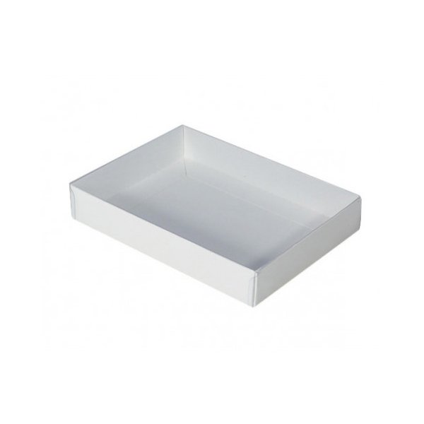 10 Pack Of White Card Box Clear Slide On Lid 30 X 20 X 8Cm