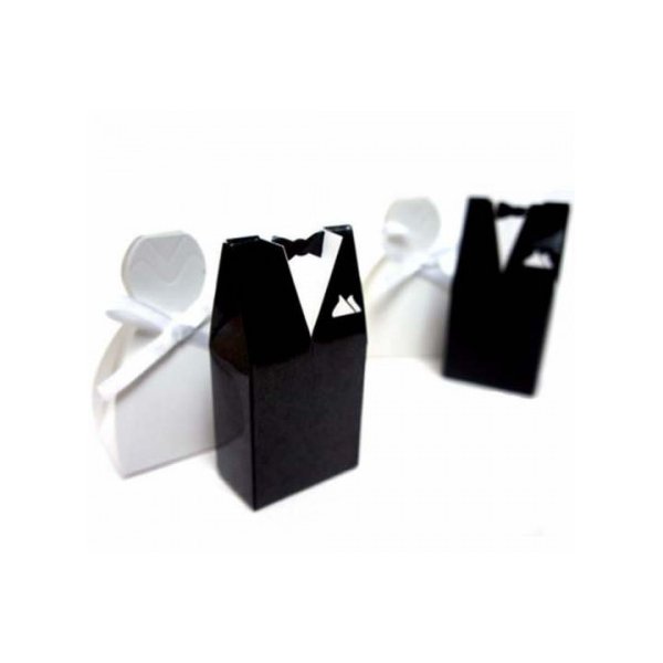 10 Pack Of 5 Bride Gown And 5 Groom Tux Wedding Favor Almond Box Nw