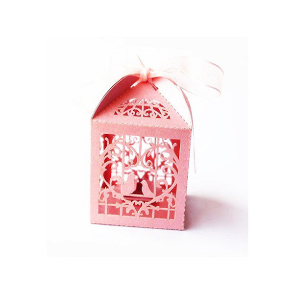 Pink Dove Bird Heart Baby Birth naming Ceremony Bomboniere Favor Lolly Gift Card Box 10 Pack