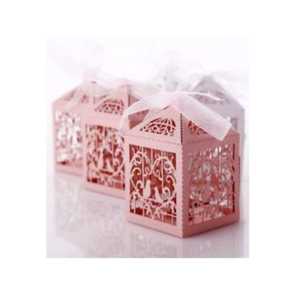 Pink Dove Bird Heart Baby Birth naming Ceremony Bomboniere Favor Lolly Gift Card Box 10 Pack