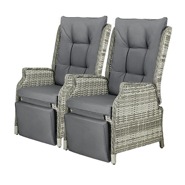 Recliner Chairs Wicker Sun lounge Grey X2