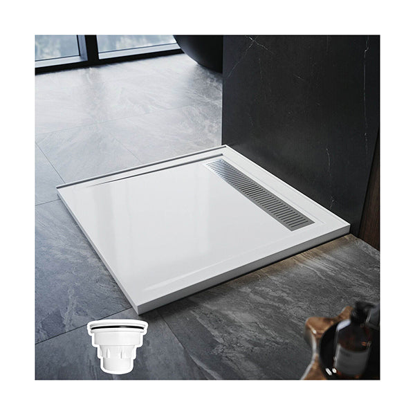 Rectangle Durable Smc Shower Base With Shower Waste White