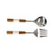 Duo Of Natural Stripe Salad Servers With Wood And Marble Fusion